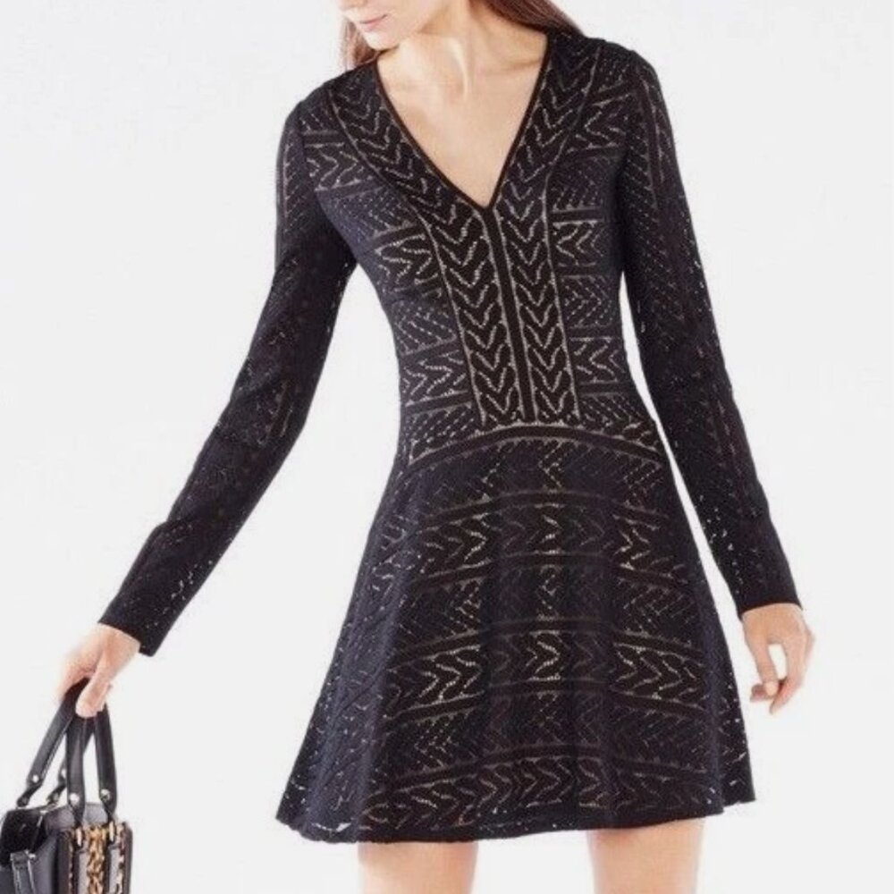 BCBG MaxAzria Kinley Cable Stripe Lace Dress
